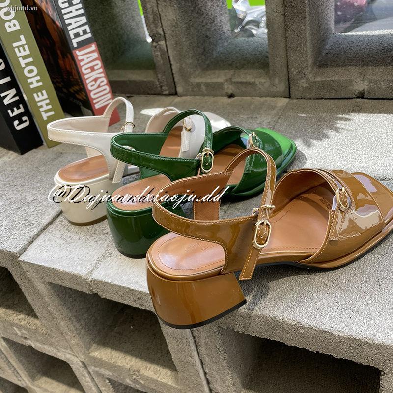 Sandal Hở Ngón Gót Dày Phong Cách Châu Âu Retro Thời Trang Mùa Hè 2022 Mới