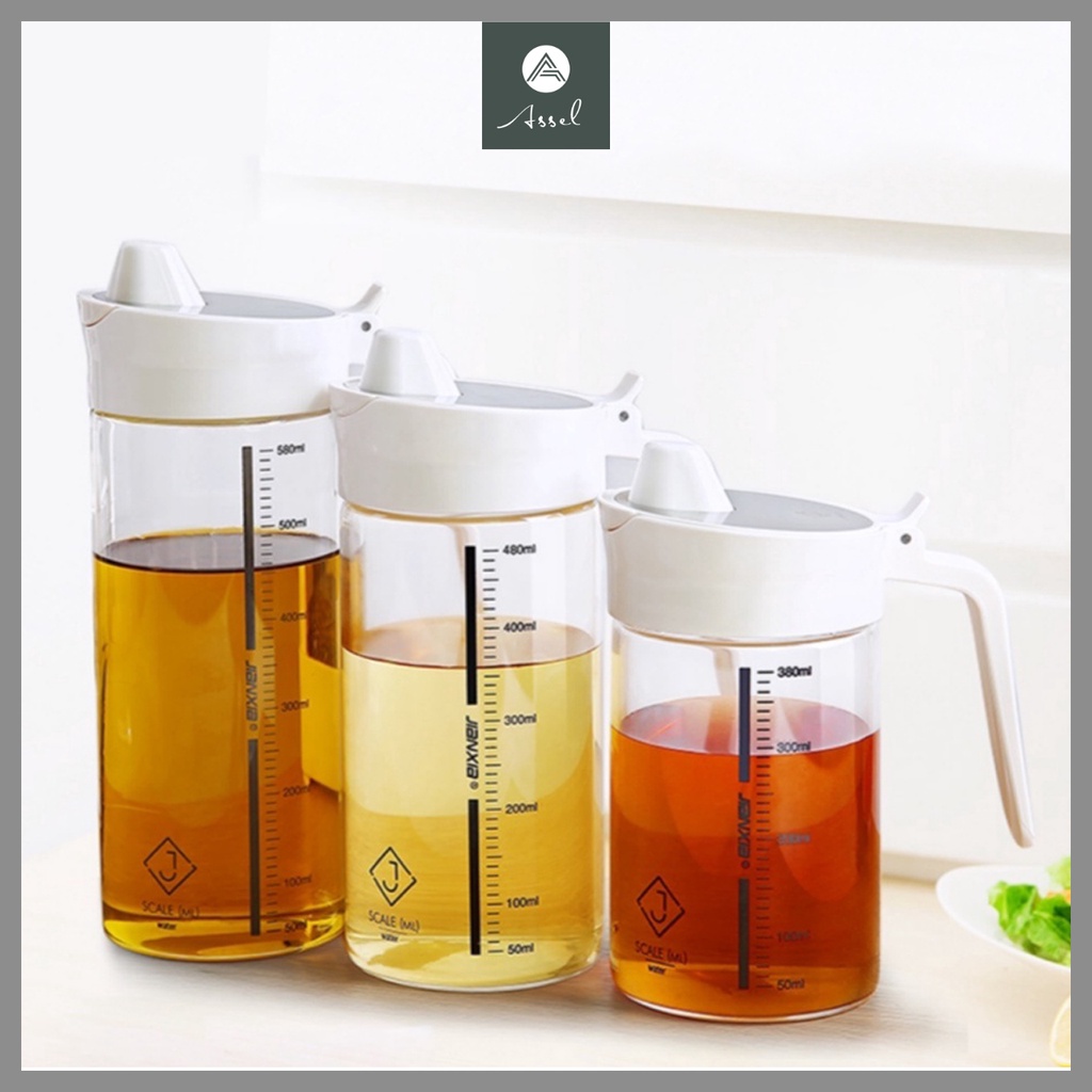 Chai Bình Lọ đựng dầu ăn nước mắm thủy tinh borosilicate có vòi thiết kế thông minh dễ dàng vệ sinh JIANXIA