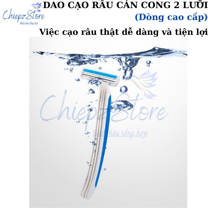 Dao cạo râu cán cong thép không rỉ kết hợp dãi bôi trơn 2 lưỡi