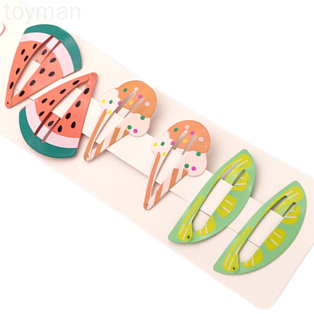 Set 6 Kẹp Tóc Hình Cây Kem / Trái Cây / Động Vật Dễ Thương Cho Bé Gái