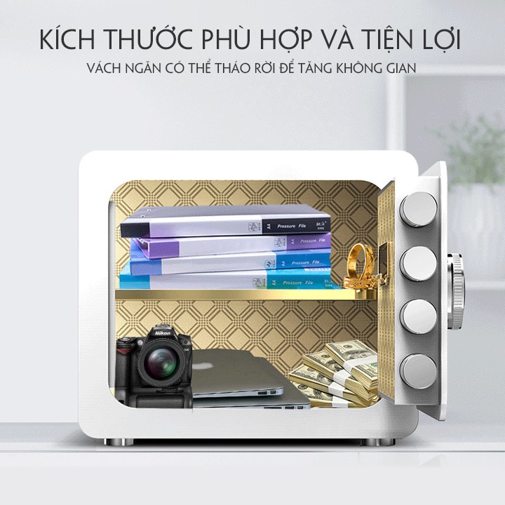 [Mẫu 2020] Két sắt mini an toàn cỡ nhỏ xách tay dành cho khách sạn, gia đình-sử dụng cả mã số và khóa chìa đồng thời