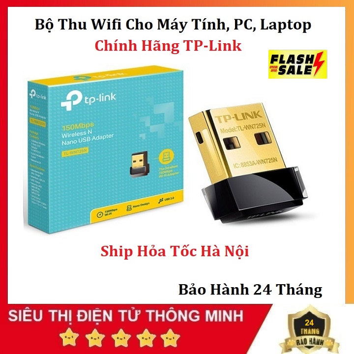 Bộ Thu Wifi  Chính Hãng Dùng Cho Máy Tính, PC, Laptop, Thiết Bị Thu Wifi TP-LINK TL-WN 725N-150MBPS Bảo Hành 24 Tháng