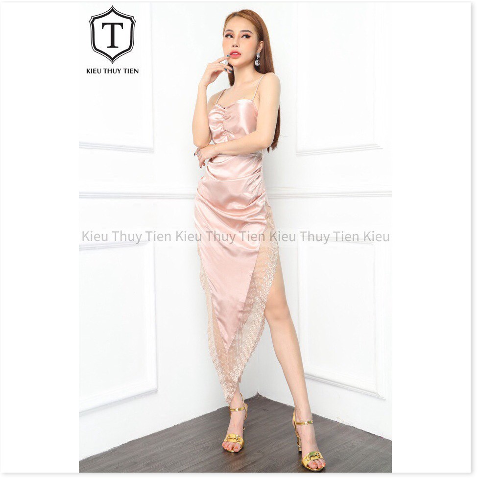 Đầm 2 dây phi lụa xẻ tà phối ren cực sexxy siêu phẩm mùa hè mới nhất 2020 HP