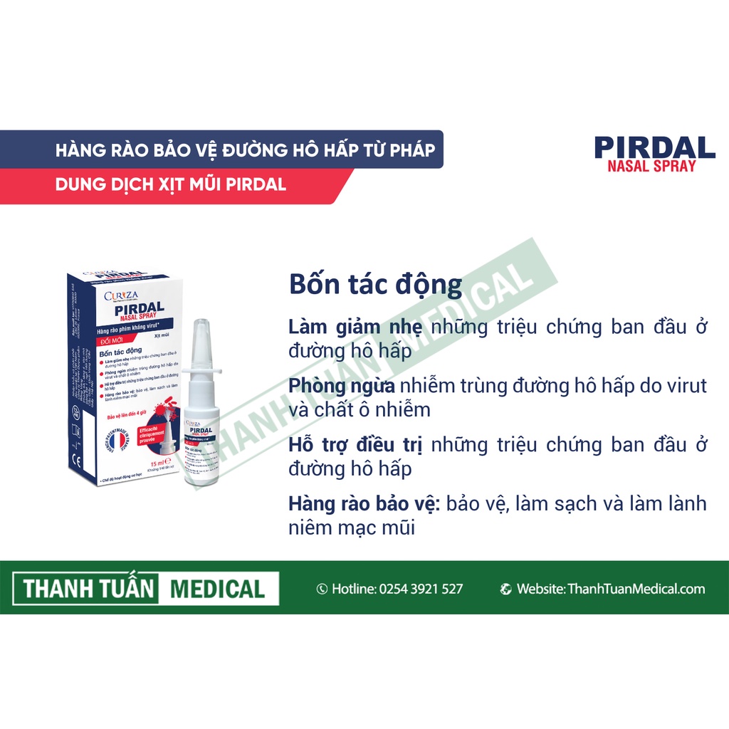 [Combo sỉ] 5 Chai xịt mũi PIRDAL Nasal Spray nhập khẩu từ Pháp, hàng chính hãng, được cấp phép lưu hành