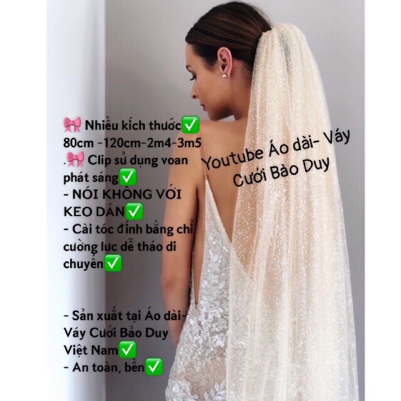 Voan cài tóc nhủ lấp lánh 3m