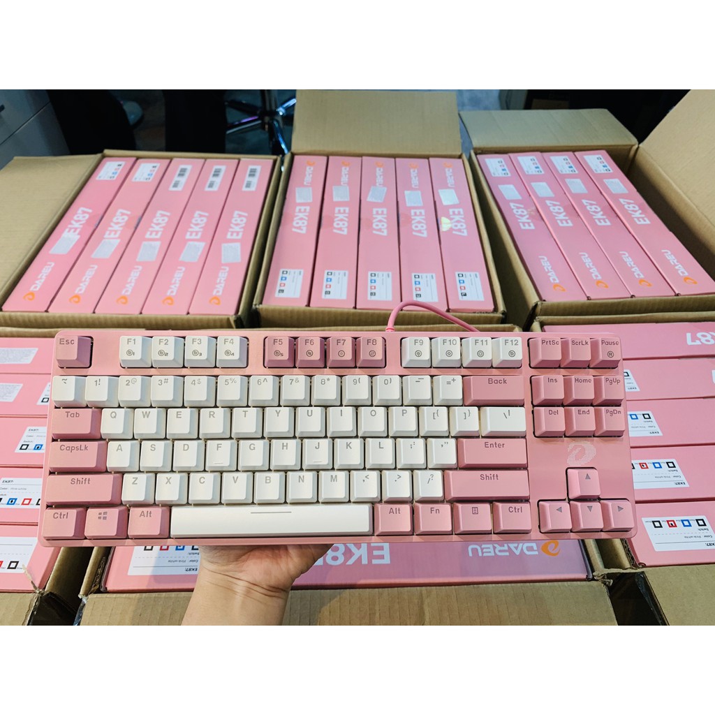 Bàn phím cơ DareU EK87 Pink White Mới 100% hàng chính hãng