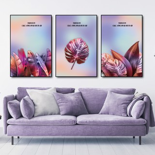 Tranh treo tường canvas nghệ thuật lá kim loại decor trang trí phòng khách và phòng ngủ có khung cao cấp khổ lớn 40x60