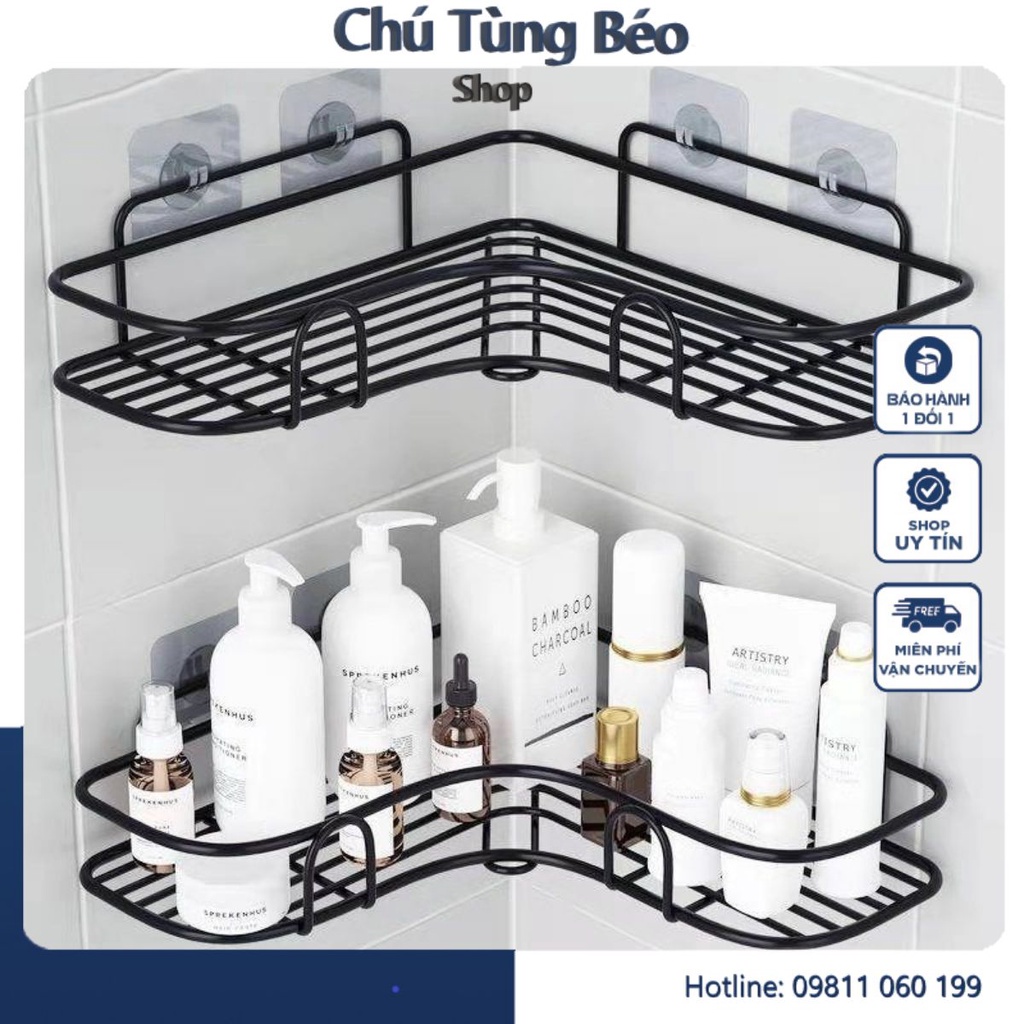 Kệ Góc Nhà Tắm Phun Sơn Tĩnh Điện Dán Dính Tường Siêu Dính Trong Nhà Tắm, Nhà Bếp Tiện Lợi