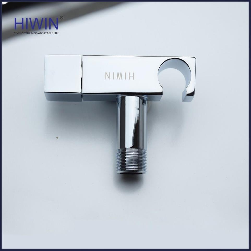 Van T chia nước, van giảm áp lực nước có đế cài chất liệu đồng mặt gương HIWIN JF-058