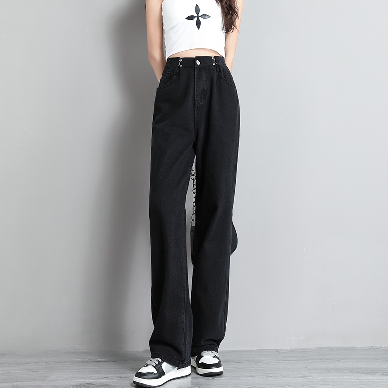 SUXI Quần Jean Dài Lưng Cao Dáng Rộng Thời Trang Xuân Thu Cá Tính Cho Nữ