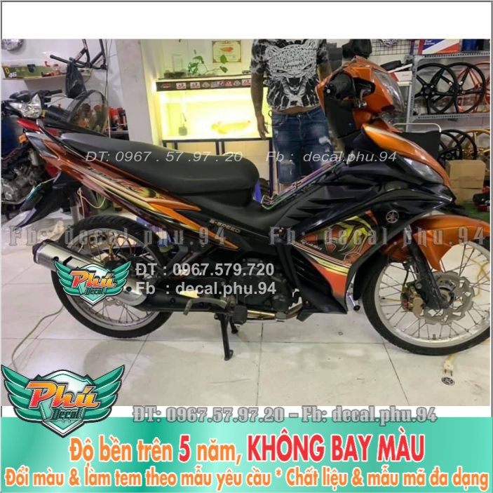 Tem rời Exciter 135 Lc cam đen Crom (X)
