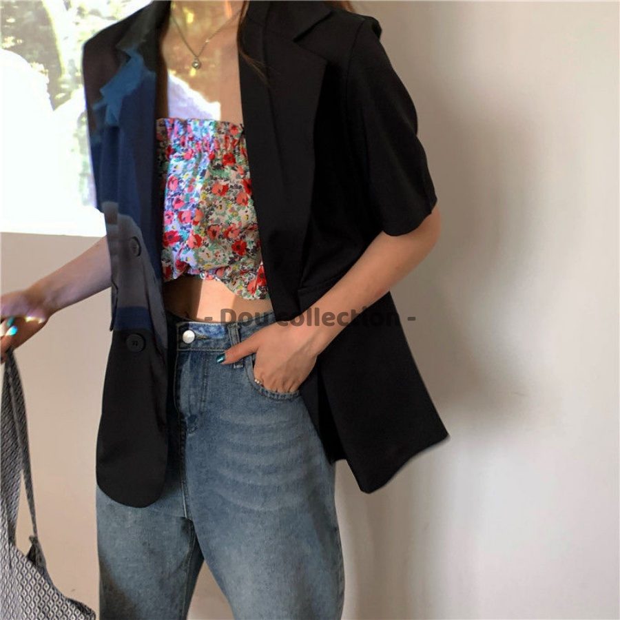 [Nowship2h] Áo Blazer ( Áo Vest) Tay Ngắn Dáng Rộng Trơn Phong Cách Hàn Quốc - Mã TA012