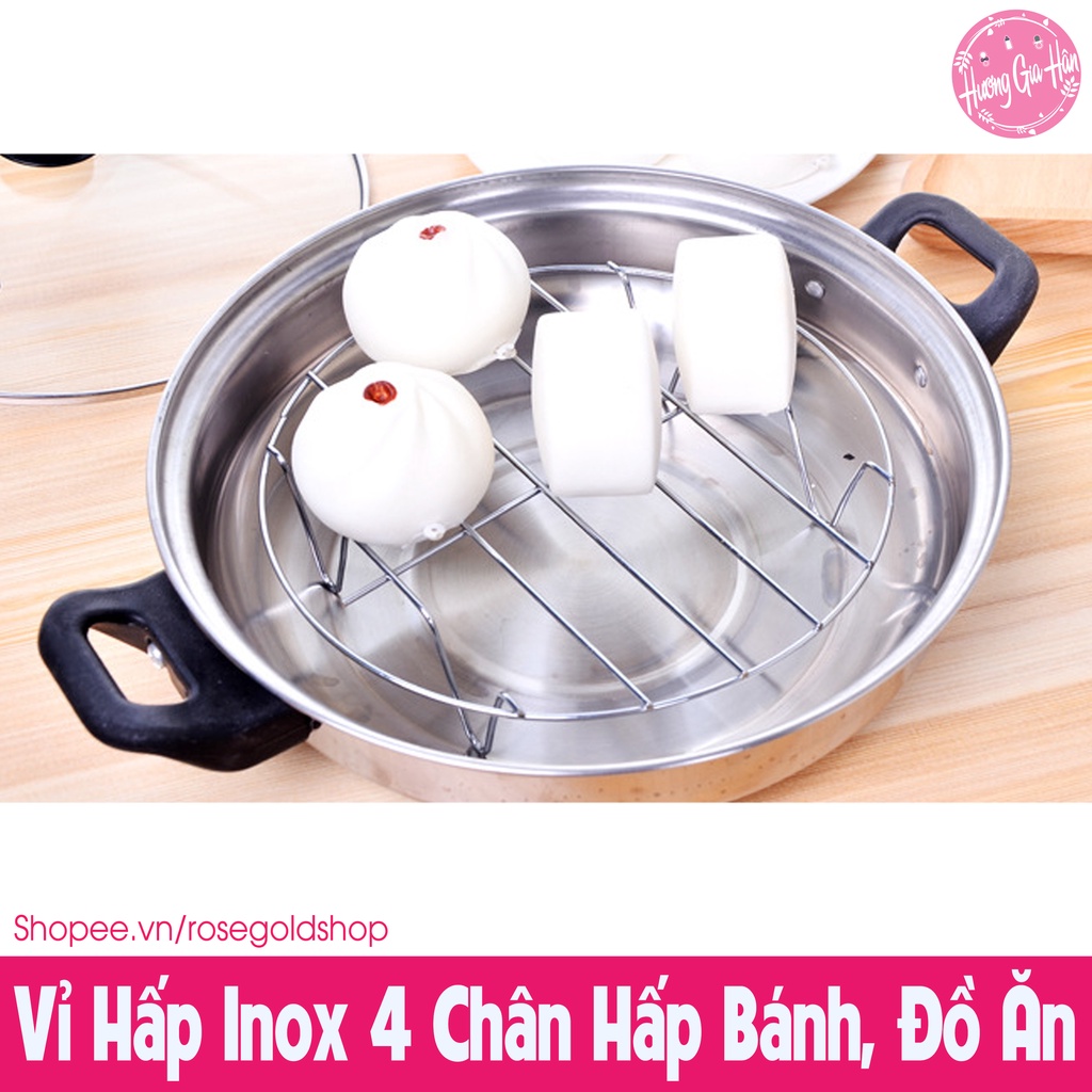 Vỉ Hấp Inox Đa Năng Size 20*5 cm 4 Chân Hấp Bánh, Bánh Bao, Đồ Ăn