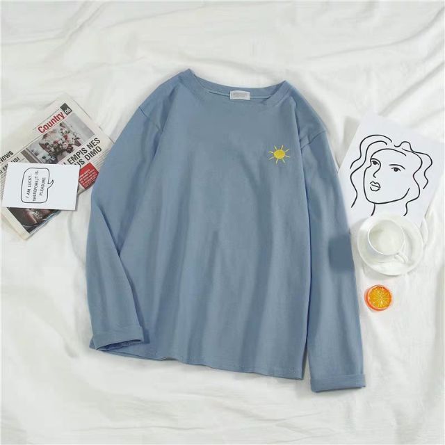 Áo thun dài tay thêu hình thời tiết | BigBuy360 - bigbuy360.vn