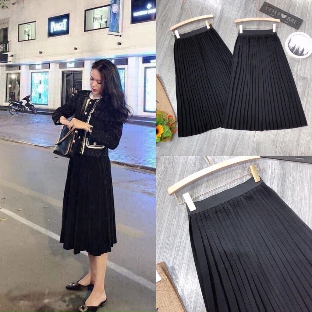 Chân Váy Chữ A Xếp Ly Lưng Cao Phong Cách Hàn Quốc Dành Cho Phái Đẹp Gones