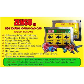 Bột zensu chăm sóc, dưỡng cá betta thái lan 5g