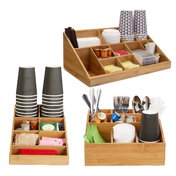 Khay gỗ tre đựng đồ chia ngăn đựng ly trà sữa cà phê
