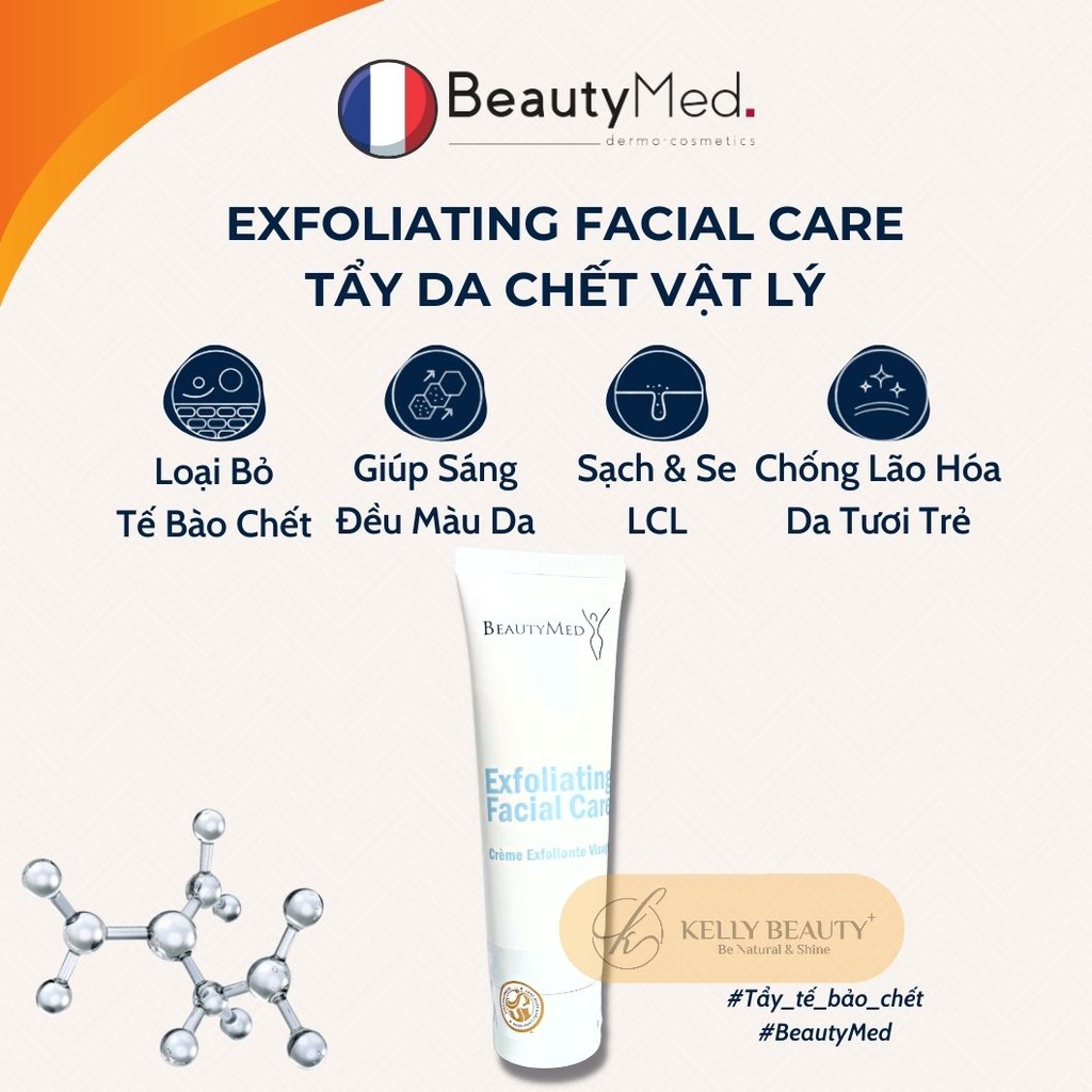 Tẩy Da Chết Vật Lý BeautyMed - Giảm Nhăn, Mờ Thâm Sạm, Đều Màu, Mềm Mịn Cho Mọi Loại Da | Kelly Beauty