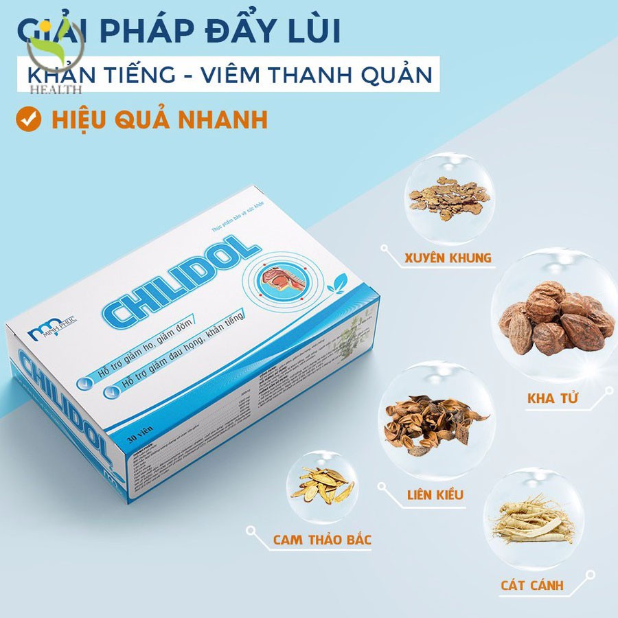 Chilidol giúp giảm ho đờm đau họng khản tiếng hộp 30 viên - Healthy Pharmacy