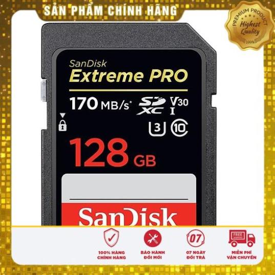 (giá khai trương) Thẻ Nhớ Máy Ảnh SDXC SanDisk Extreme Pro U3 V30 128GB 170Mb/s - Tốc độ siêu cao