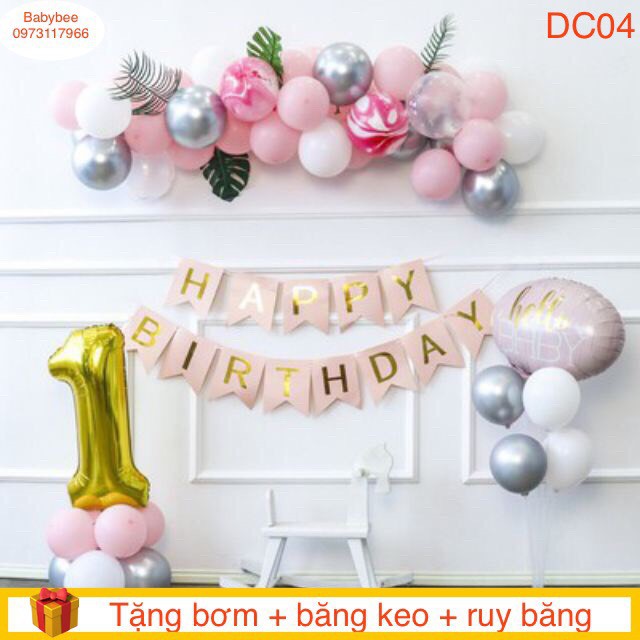 Set bóng trang trí sinh nhật DC01-05 HOT TREND {TẶNG bơm + băng keo + ruy băng}