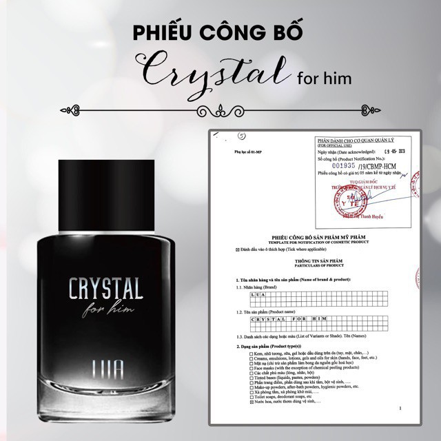 [Xả kho cắt lỗ] Nước Hoa LUA Crystal For Him 60ml | WebRaoVat - webraovat.net.vn