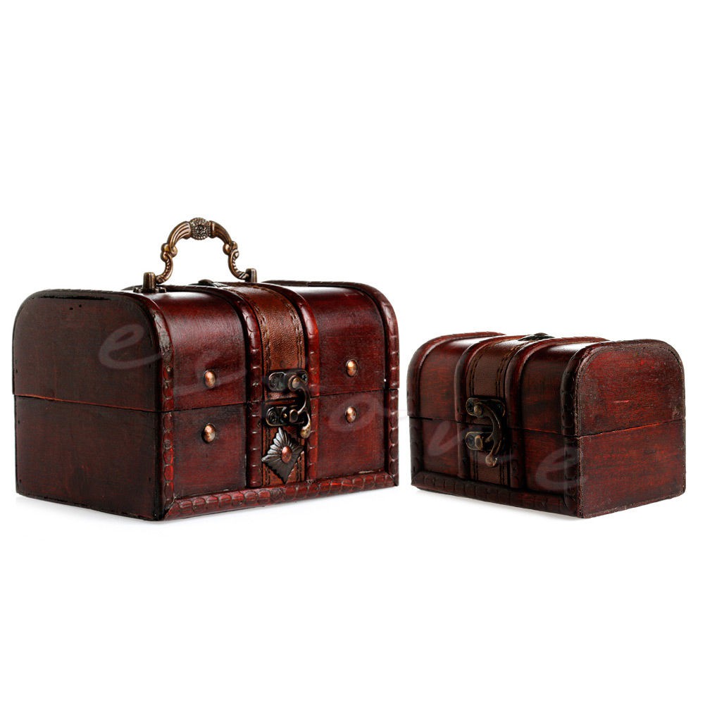 Bộ 2 hộp gỗ đựng trang sức kiểu dáng vintage