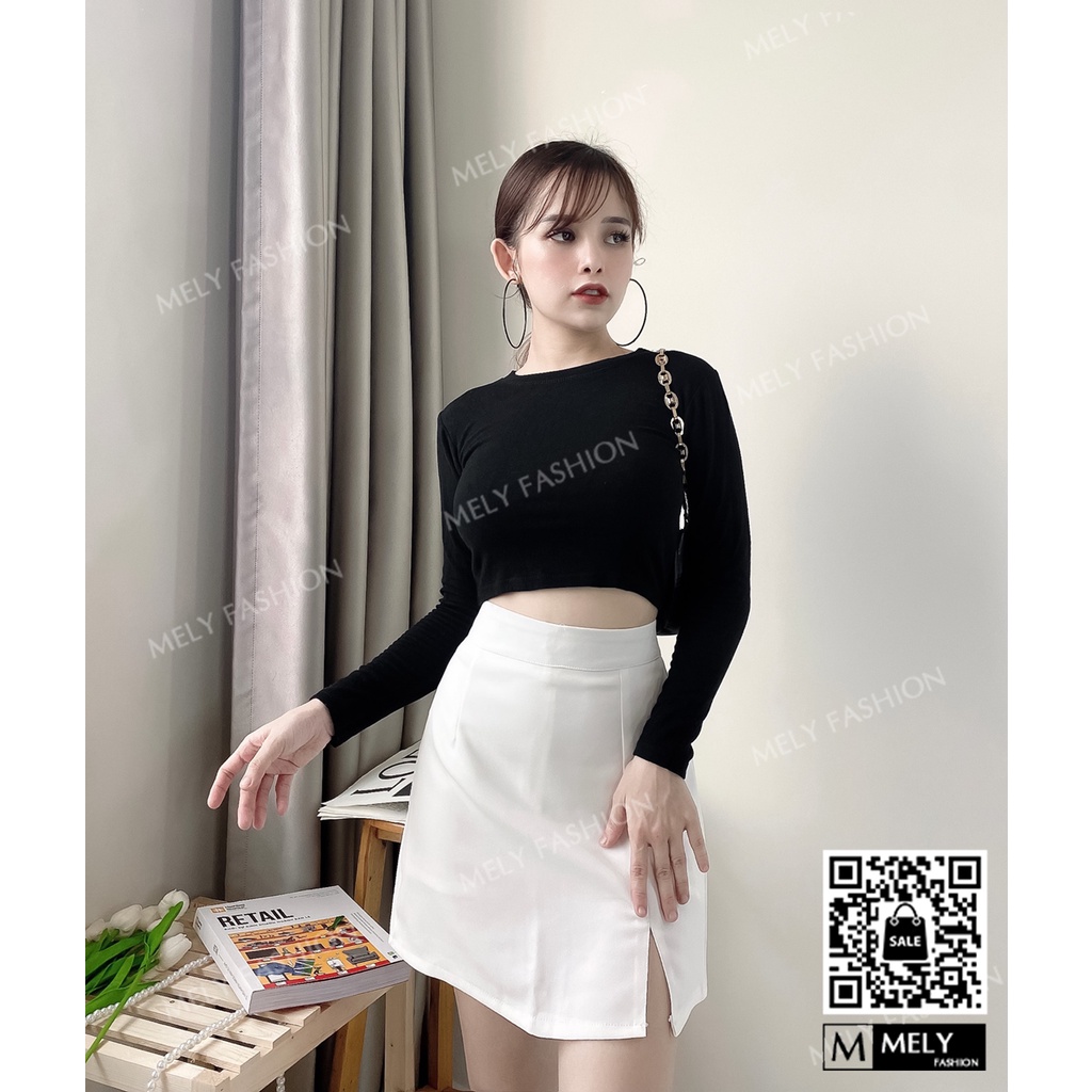 Chân váy ngắn chữ A lưng cao phong cách công sở xẻ 1 bên sang trọng vô cùng tôn dáng Mely Fashion CV04