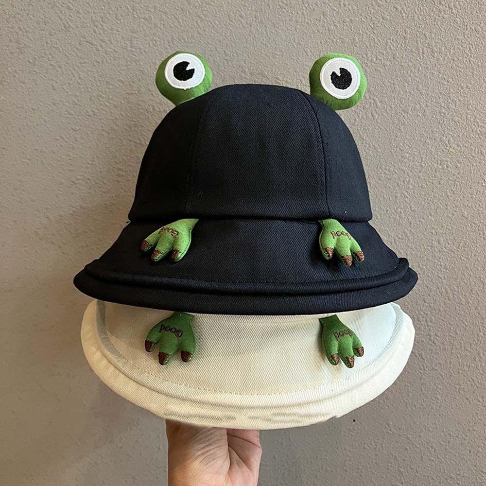 Mũ Tai Bèo Đi Biển Chống Tia Cực Tím Vải Cotton In Hình Ếch VANES1 Cho Nữ