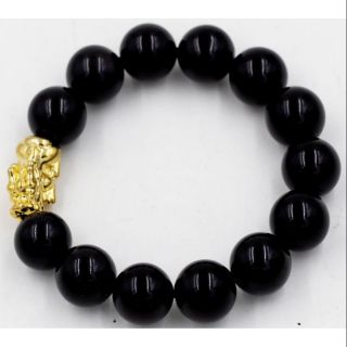 Chuỗi đeo tay đá đen 14ly mix tỳ hưu