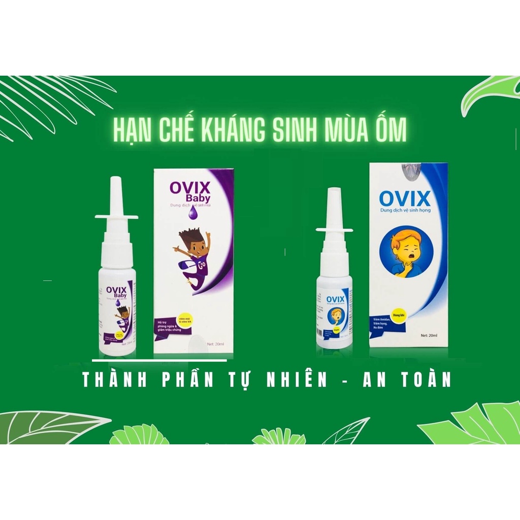 Bộ sản phẩm Xịt Mũi Họng Ovix Baby VA 20ml Dung dịch vệ sinh mũi họng