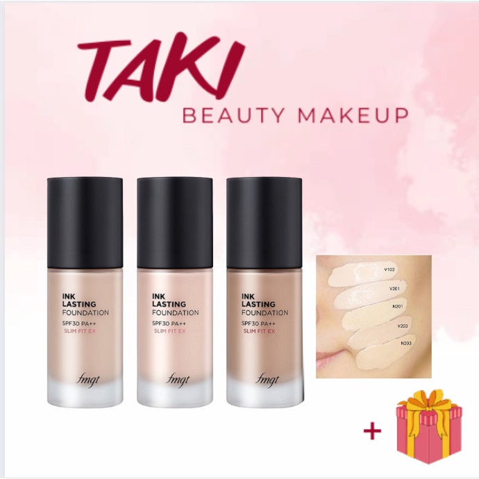 Kem Nền THE FACE SHOP Ink Lasting Foundation Slim Fit EX SPF30 PA++ 30ml Tone V203 Natural Beige