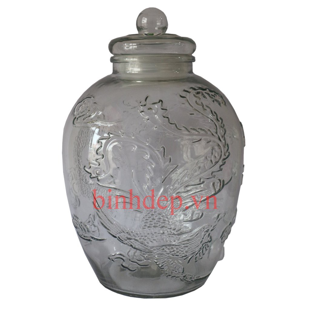 BÌNH NGÂM RƯỢU THUỶ TINH LONG PHỤNG 30L