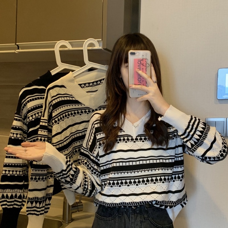 NRVP Áo Sweater Dệt Kim Dài Tay Thiết Kế Mới Thời Trang Theo Phong Cách Hàn Quốc Cho Nữ