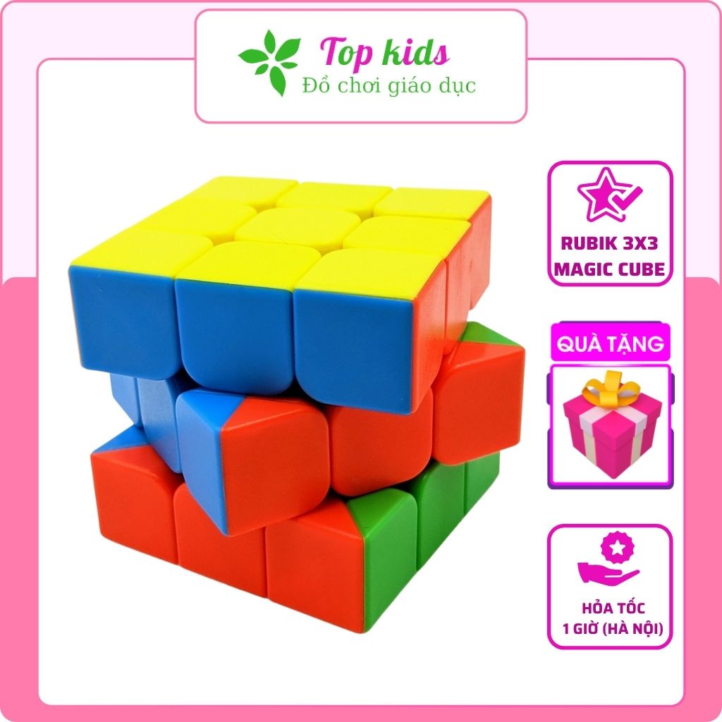 Rubic 3x3 Giá Rẻ Magic Cube Rubik 3 tầng Stickerless không viền chính hãng xếp hình rubik 3x3  - Topkids