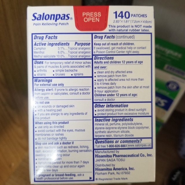 MIẾNG DÁN SALONPAS Pain Relieving Patch 140 miếng