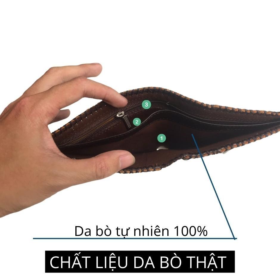 Ví Da Nam - Da Bò Xịn 100% - May Viền Thủ Công- Có hộp đựng làm quà tặng