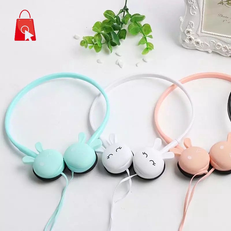 Tai Nghe Chụp Tai Âm Thanh Siêu Trầm Thiết Kế Tai Thỏ Đáng Yêu