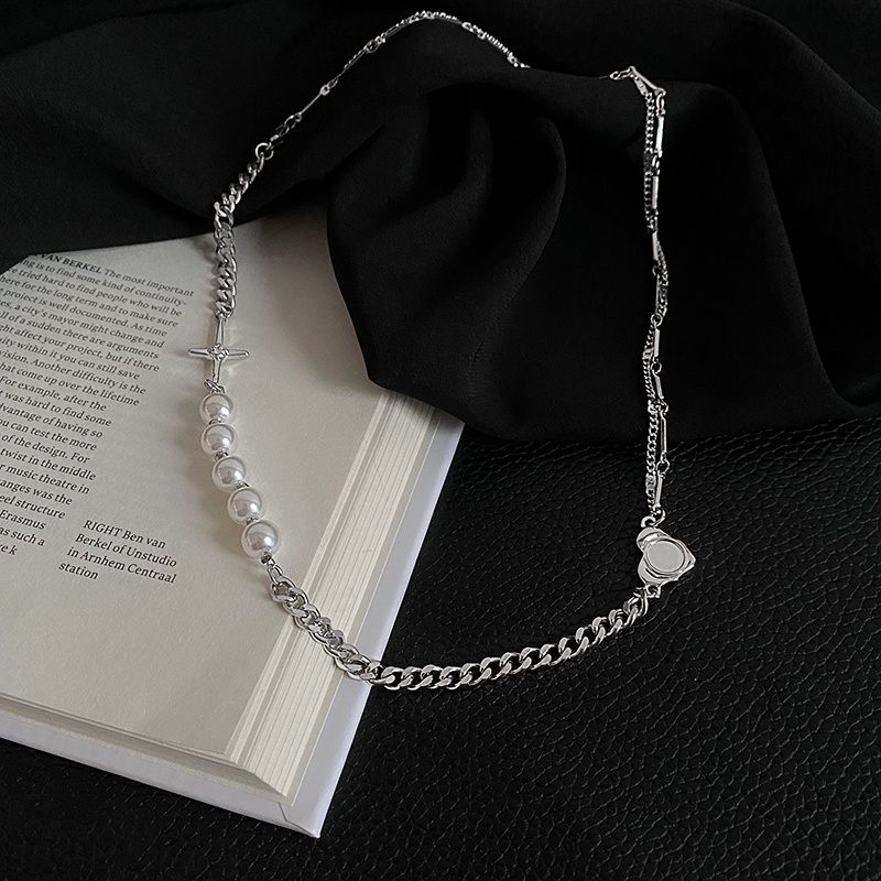 Vòng cổ Chuỗi Ngọc Trai Phong Cách hip hop Thời Trang Cho Nam Và Nữ