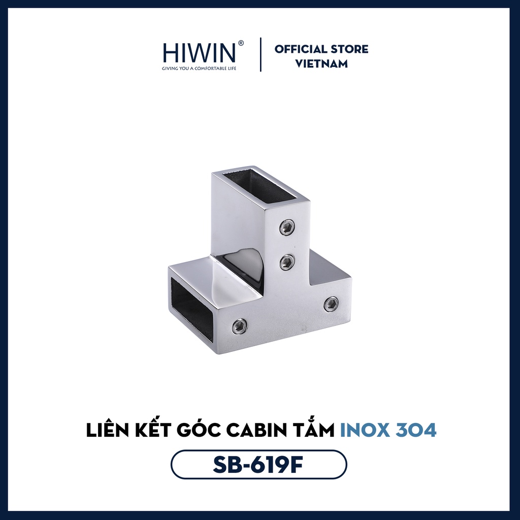 Chuyển góc chữ T cabin kính dùng cho ống 10x30 inox 304 mặt gương Hiwin SB-619F