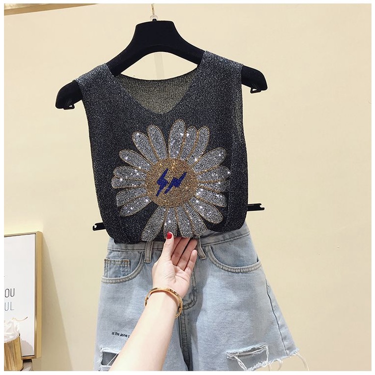 【ZHELIHANGFEI】Áo Camisole Dệt Kim Không Tay Dễ Phối Đồ