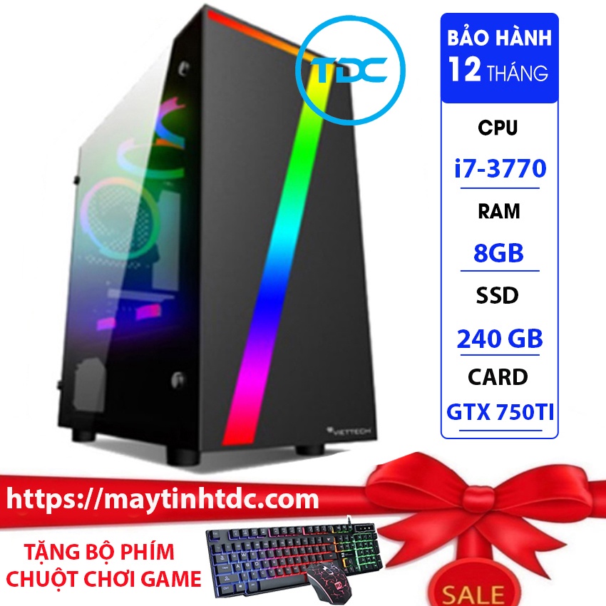 Case MAX PC GAMING X7 CPU Core i7-3770 Ram 8GB SSD 240GB GTX 750TI Chơi PUBG,LOL,CF,Fifa4,Đế chế...+Bộ Phím Chuột Game