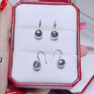 Bông tai móc bi phay bạc ta