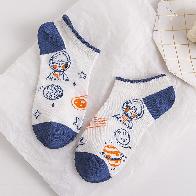 Tất vớ cổ ngắn hình cô gái nhật tông màu xanh chất cực mềm bao gồm thẻ tag treo M88