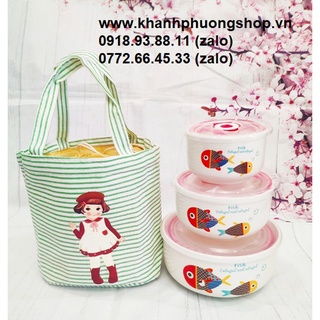 bộ 3 thố sứ đựng cơm có nắp - bộ 3 thố sứ đựng cơm