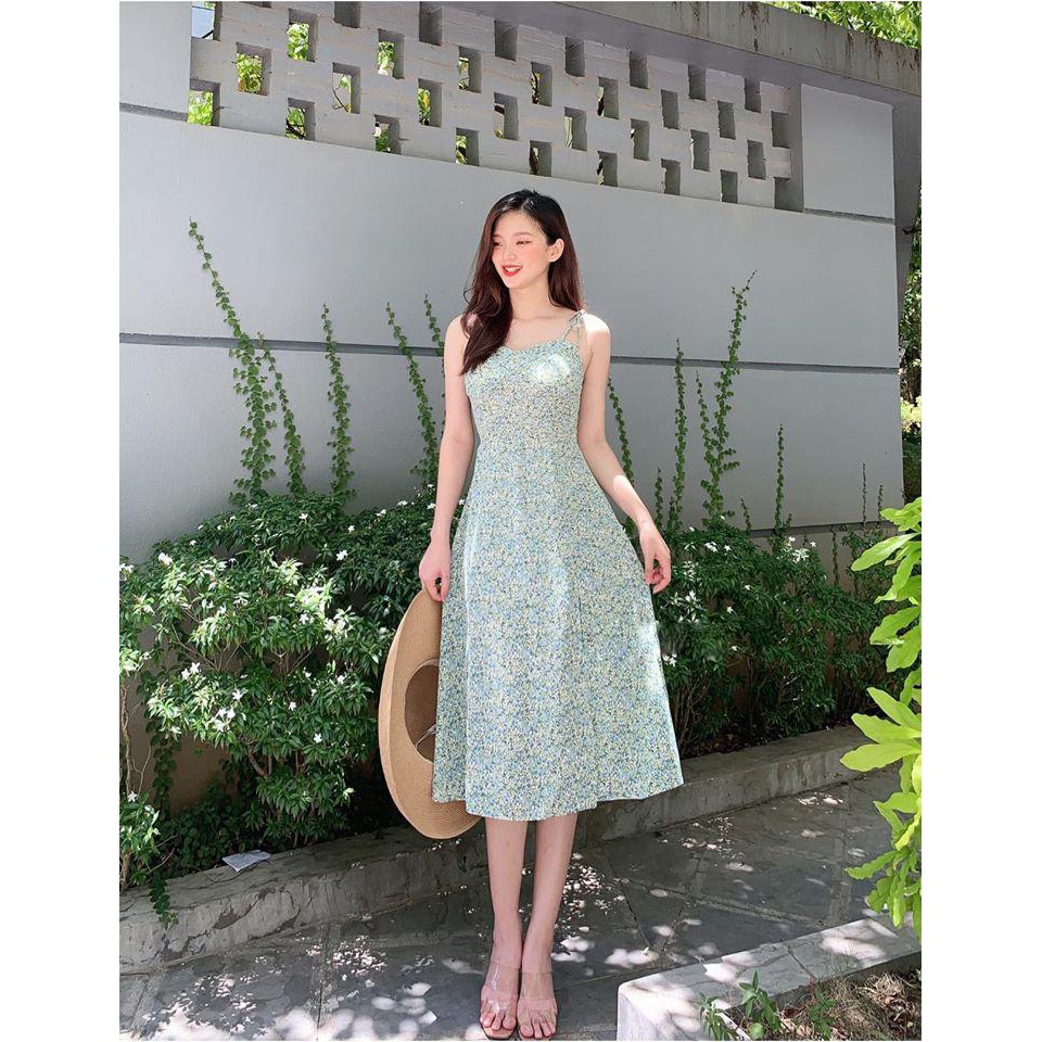 Váy hoa nhí 2 dây dáng dài đi biển ulzzang Hàn Quốc, Váy 2 dây hoa nhí kèm mút ngực Vintage VTT1 - Peyy clothig | BigBuy360 - bigbuy360.vn