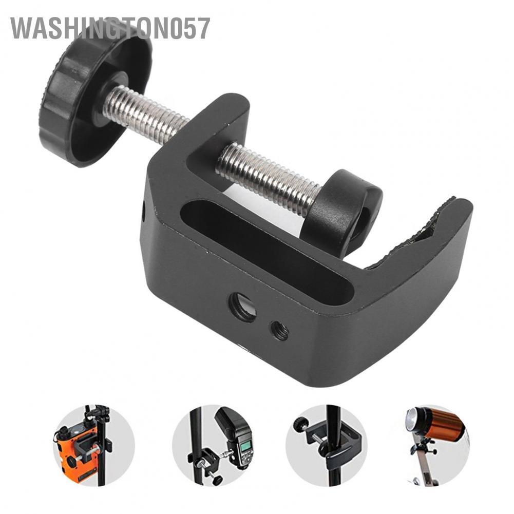 Washington057 Aluminium Alloy Black C Clamp Mount Fixed Desktop Bracket for Flashlight Camera Tripod Photography