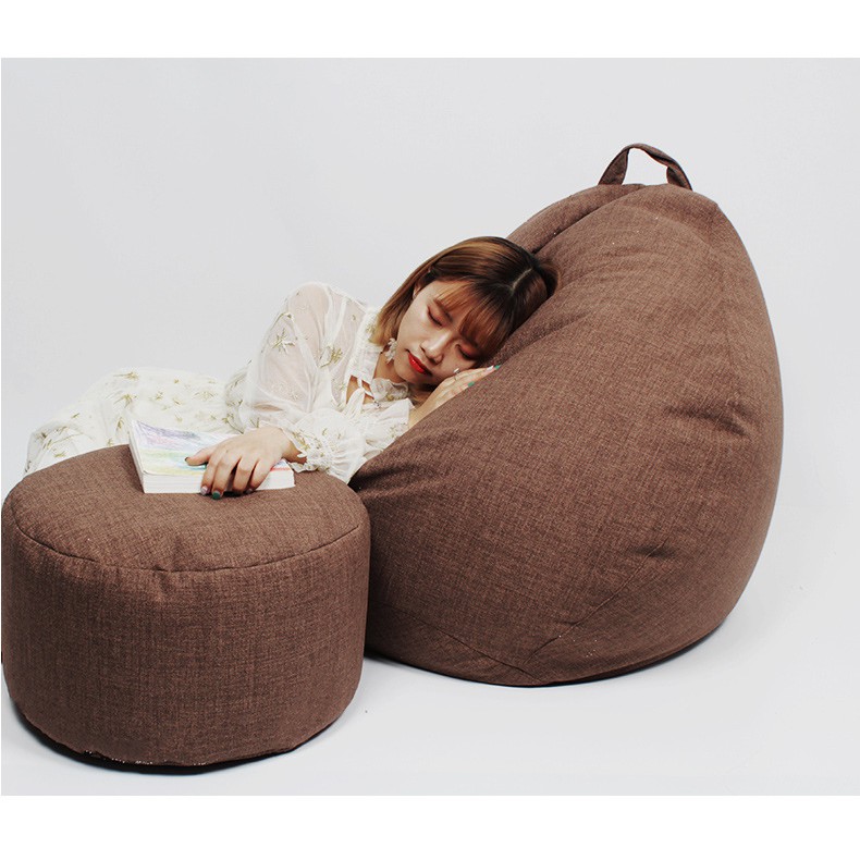 Ghế hạt xốp hình trái lê, Ghế có 2 lớp áo vỏ, ghế lười beanbag có các hạt đậu bean tốt cho sống lưng và bệnh đau mỏi lưn