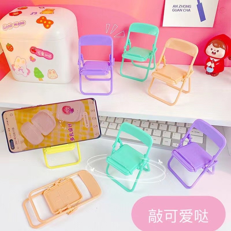 Giá đỡ điện thoại để bàn hình chiếc ghế gấp gọn tiện lợi xinh xắn