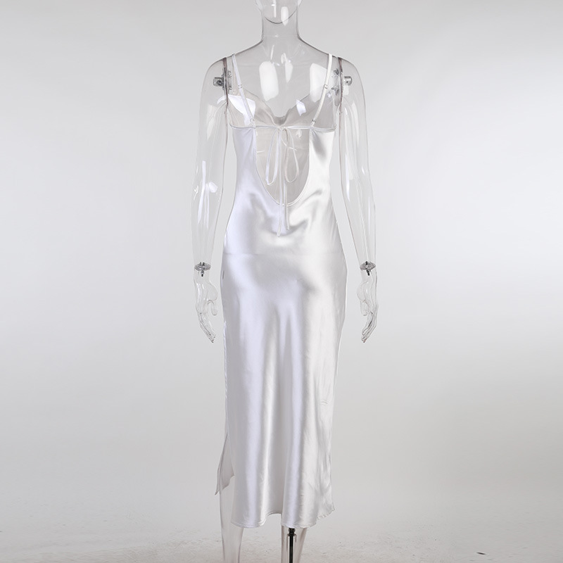 Đầm Dài Màu Trơn Chất Liệu Satin Phối Ren Thời Trang Cho Nữ | BigBuy360 - bigbuy360.vn